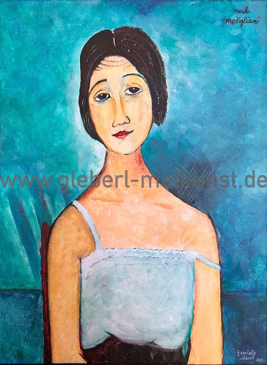 Hommage an Modigliani - Christina, Acryl - 30 x 40 cm, Preis auf Anfrage
