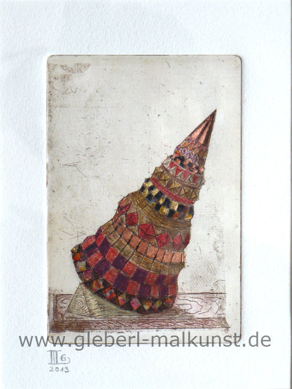 Verzierter Kegel, 23 x 33 cm, Motiv nach W. Jamnitzer,€ 75,-, (mit Rahmen)